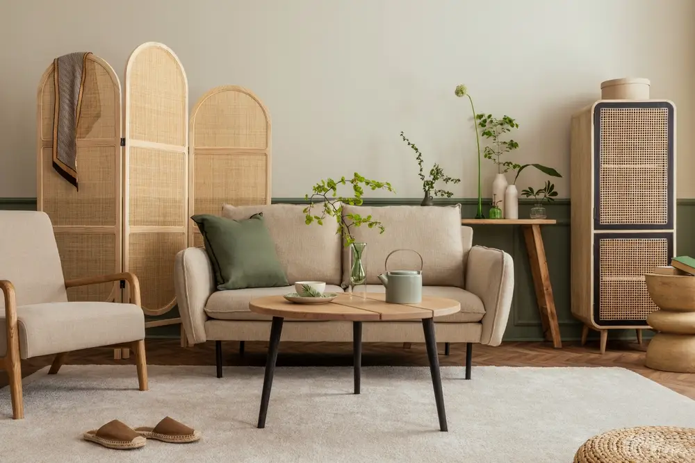 intérieur meublé en bois